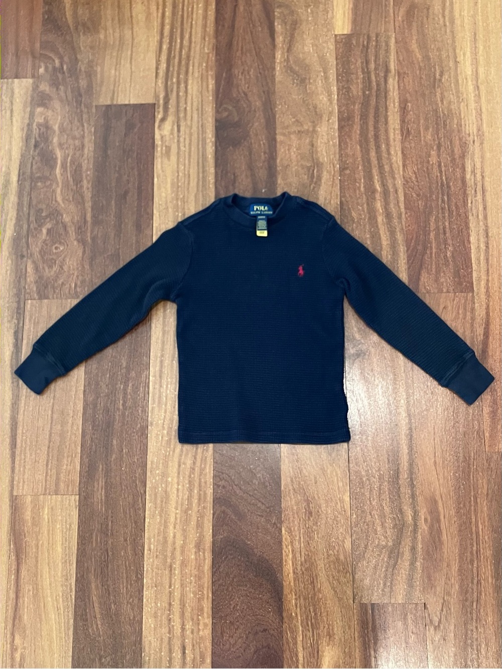 Ralph Lauren Navy Long-Sleeve Waffle Thermal with Red Pony